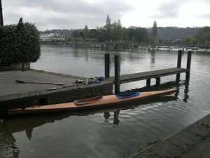 Our wooden kayak ready to paddle from Marlow